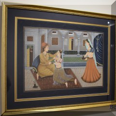 A07. Framed painting on silk. 21”h x 26”w - $125